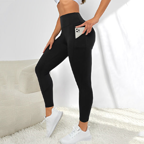 legging sport femme portable dans poche droite
