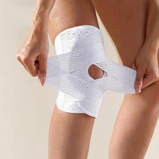 genouillere rotule blanche sur genou droit femme