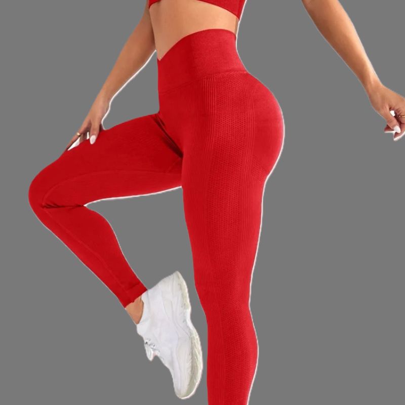 legging-sport-rouge-femme-jambe-gauche-tendue-droite-flechie